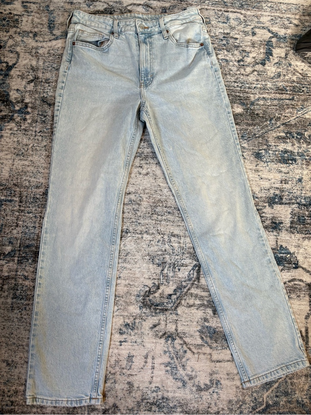 HM &Denim Vintage Straight Jeans Size 8 Light Wash High Waist Rigid Mom Denim